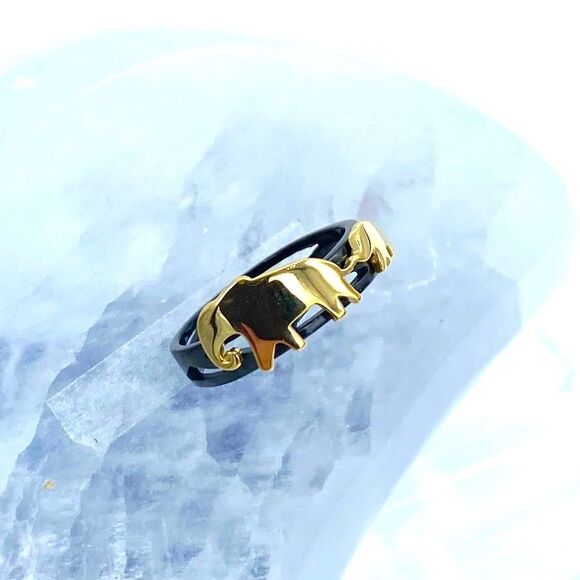 Elephant Stainless Steel Ion Plated Two-Tone Ring Sizes 5,6 - Picture 2 of 5